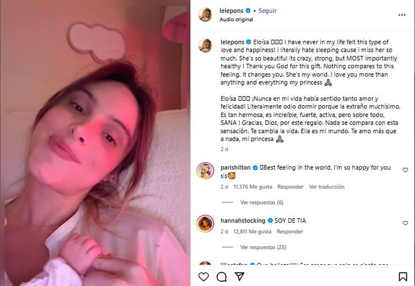 La influencer venezolana, Lele Pons, dio a luz en julio de 2025.