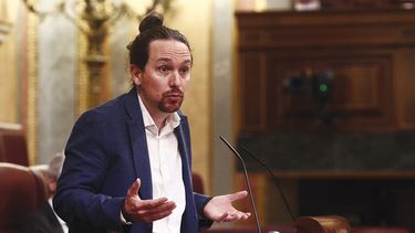Pablo Iglesias, vicepresidente segundo de Pedro Sánchez, se dirige al Congreso español.