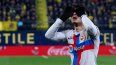 Pedri celebra tras anotar el primer gol del Barcelona en el partido ante Villarreal en la Liga española, el domingo 12 de febrero de 2023.&nbsp;