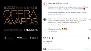 El Premio Internacional de la Ópera se realizaron en el Teatro Real de Madrid. El Teatro Académico Nacional de Ópera y Ballet de Leópolis y el Teatro de Ópera y Ballet de Odesa fueron dos de los galardonados.