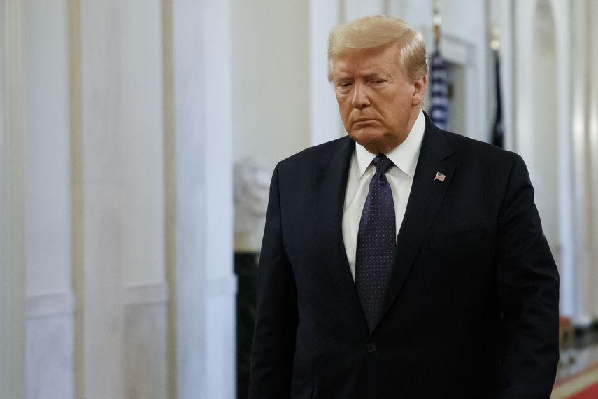 El presidente Donald Trump llega a un evento en la Casa Blanca, el mi&eacute;rcoles 17 de junio de 2020, en Washington.&nbsp;