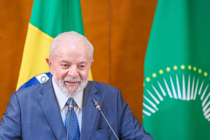 El Presidente de Brasil Luíz Inácio Lula Da Silva, durante una conferencia de prensa en Addis Abeba, Etiopía