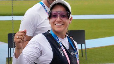 La guatemalteca Adriana Ruano tras la fase clasificatoria de la fosa de los Juegos Olímpicos de París, el miércoles 31 de julio de 2024, en Chateauroux, Francia.