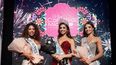 Valeria Guzmán, primera finalista del Miss Carnaval Miami; Fabiana Petruzzi, Miss Carnaval Miami 2025; y Valentina García, segunda finalista del Miss Carnaval Miami.&nbsp;