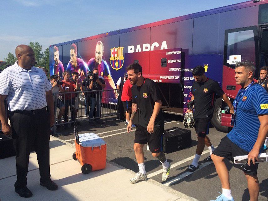 Lionel Messi durante la primera sesión de entrenamiento del Barcelona en Estados Unidos.