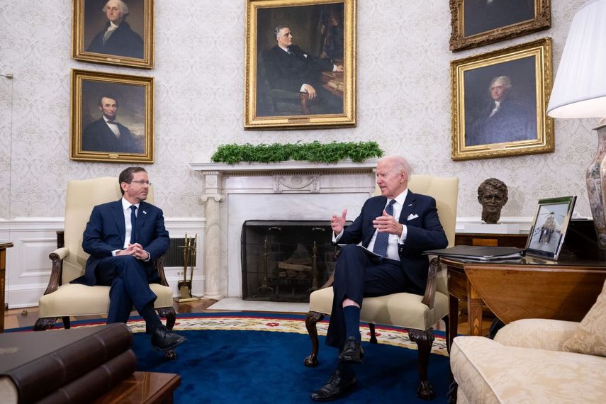 Los presidentes de Estados Unidos, Joe Biden, y el de Israel, Isaac Herzog.