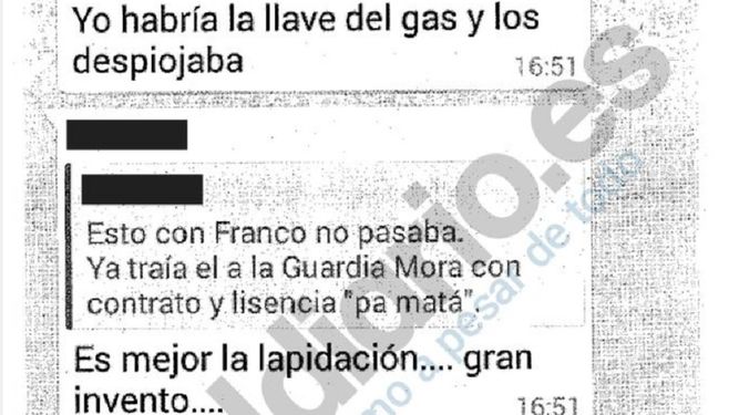 Los polémicos mensajes fueron difundidos por el portal de noticias eldiario.es después de que un delegado sindical de la Policía municipal que formaba parte del chat pidiera protección.