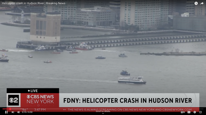 Área donde se estrelló el helicóptero en Nueva York. Área donde se estrelló el helicóptero en Nueva York.