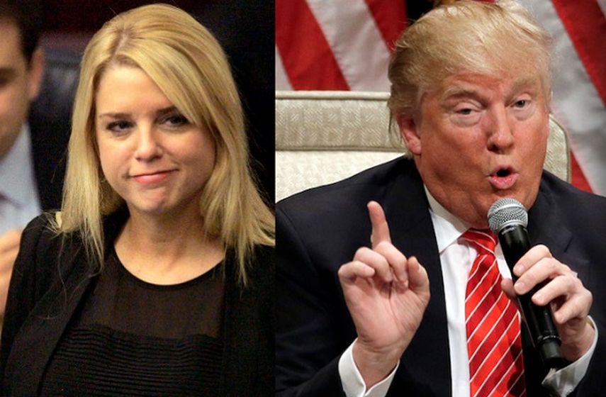 Pam Bondi, fiscal general de Florida, y el precandidato republicano Donald Trump. (CAPTURAS DE PANTALLA)