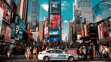 Vista parcial de Times Square, Nueva York. 