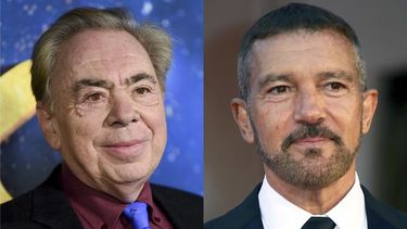 El compositor Andrew Lloyd Webber llega al estreno mundial de Cats en Nueva York el 16 de diciembre de 2019, izquierda, y Antonio Banderas llega al estreno de la película Competencia oficial en la 78a edición del Festival de Cine de Venecia, el 4 de septiembre de 2021 en Venecia, Italia.