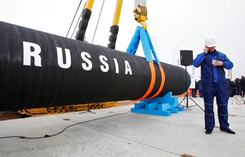 Una tubería empleada en los oleoductos de Rusia.