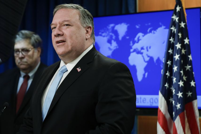 El secretario de Estado de Estados Unidos, Mike Pompeo, durante una conferencia de prensa.