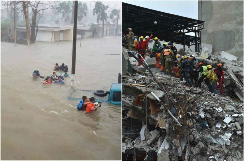 Mientras la tierra temblaba y hacía caer edificios en México, María causaba devastación en el Caribe en su camino hacia Puerto Rico con vientos de 260 kilómetros por hora.