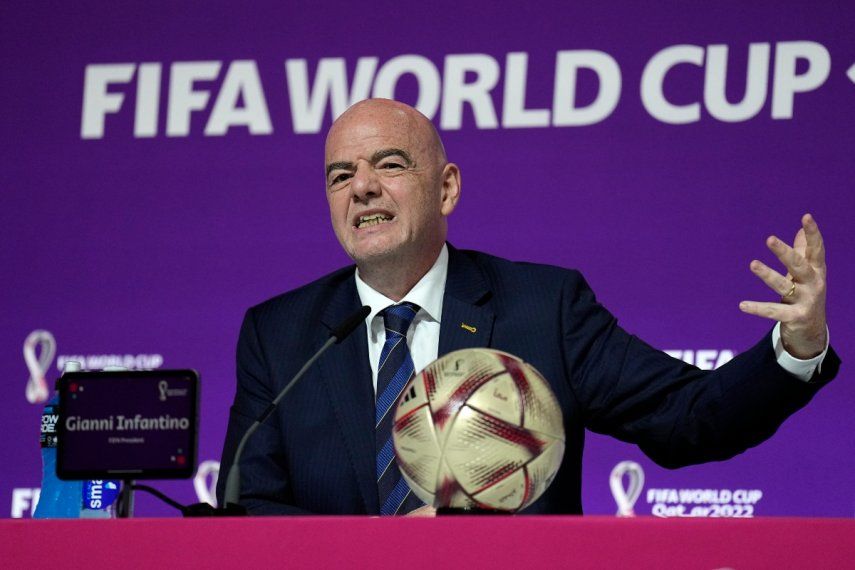 El presidente de la FIFA, Gianni Infantino, durante una rueda de prensa en la Copa Mundial, el viernes 16 de diciembre de 2022, en Doha, Catar.