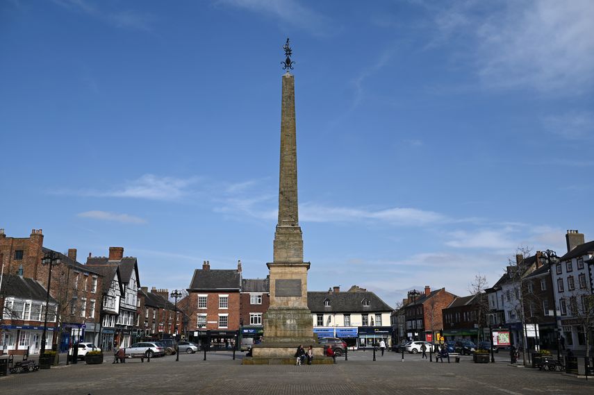 El 22 de marzo de 2020 se representa un mercado casi vac&iacute;o en Ripon, en el norte de Inglaterra.