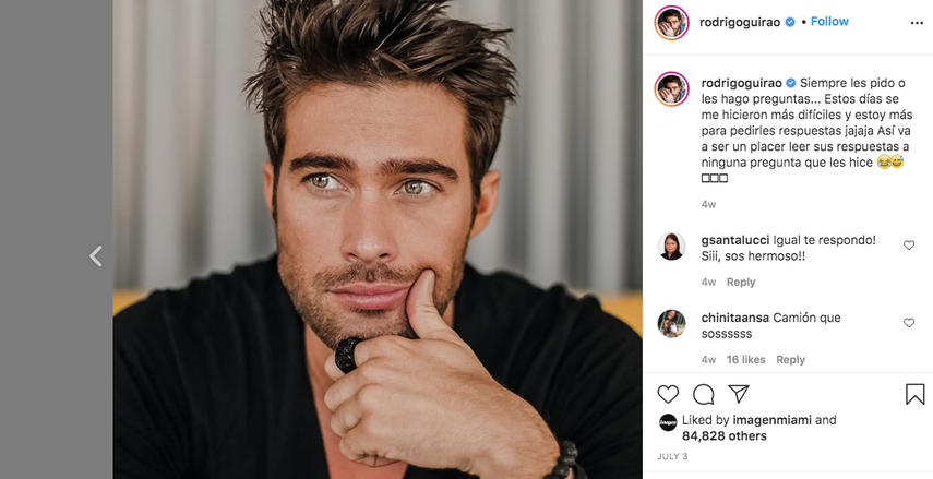 Captura de pantalla tomada del perfil oficial en Instagram del actor argentino&nbsp;Rodrigo Guirao.