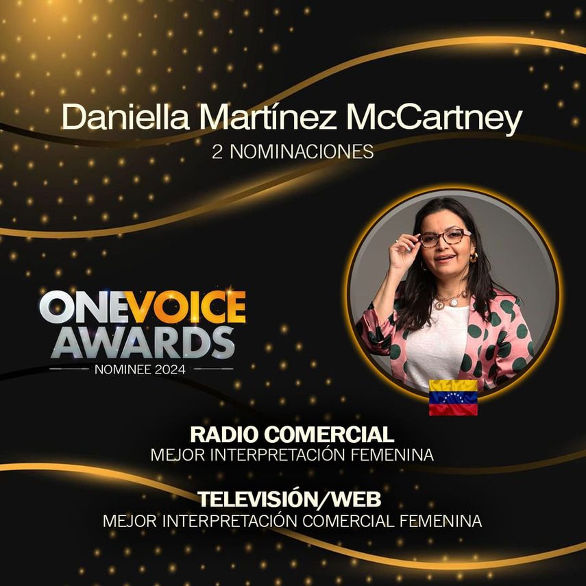 La comunicadora social y locutora venezolana Daniella Martínez McCartney compite en los premios One Voice Awards 2024.