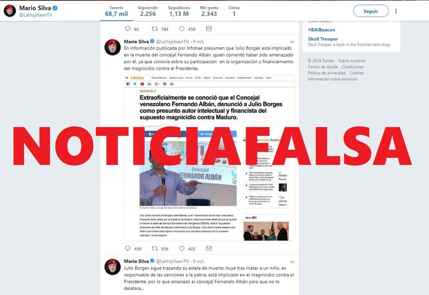 En la cuenta de Twitter de Mario Silva se publicó la imagen de la supuesta nota que en poco tiempo se hizo viral en las redes sociales.&nbsp;