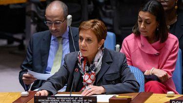 La nueva Representante Especial del secretario general de la ONU en Haití, la ecuatoriana María Isabel Salvador, habla ante el Consejo de Seguridad el 26 de abril de este año.