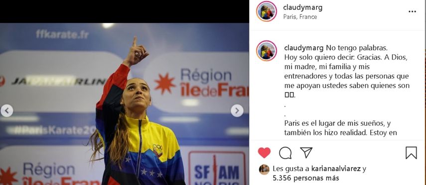 La karateca venezolana Claudymar Garcés celera tras conseguir su boleto a los Juegos Olímpicos de Tokio