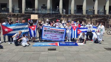 Cubanos en Ecuador se manifiestan en favor de la libertad.&nbsp;