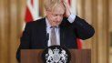 El primer ministro británico, Boris Johnson, gesticula durante una conferencia de prensa en Londres, el 3 de marzo de 2020. 