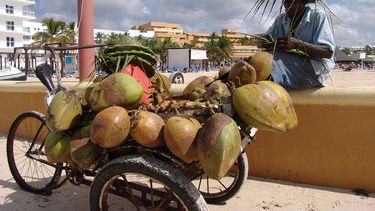 Vendedor ambulante en una calle en República Dominicana.