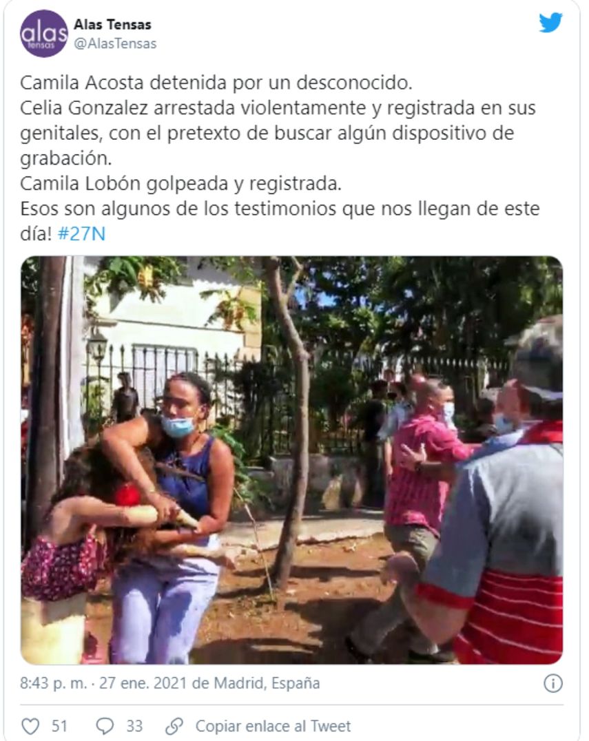 Captura de pantalla. Mensaje difundido en Twitter sobre los hechos de violencia ocurridos contra las mujeres.&nbsp;