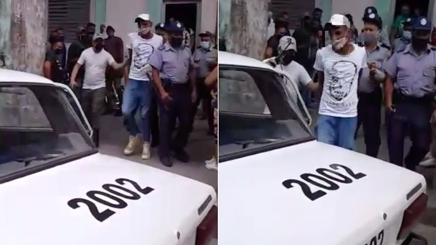 Policías detienen a un presunto ladrón en Centro Habana.&nbsp;