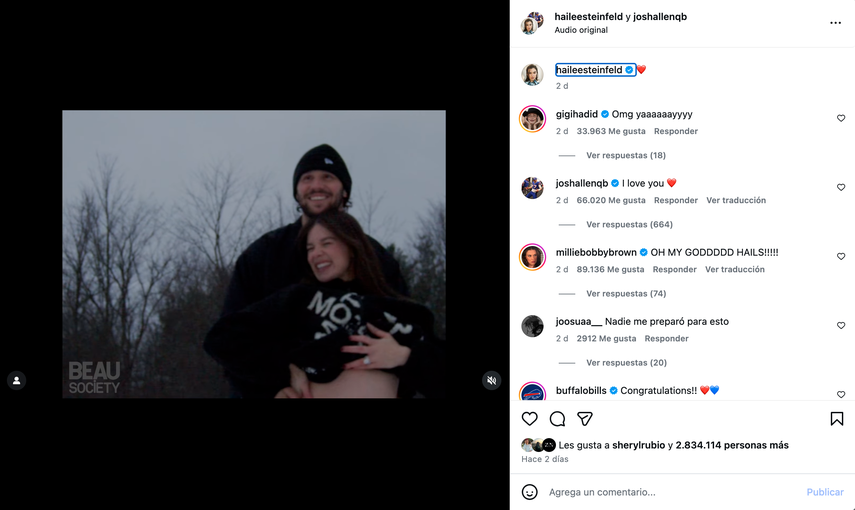 Hailee Steinfeld anuncia que está embarazada por primera vez