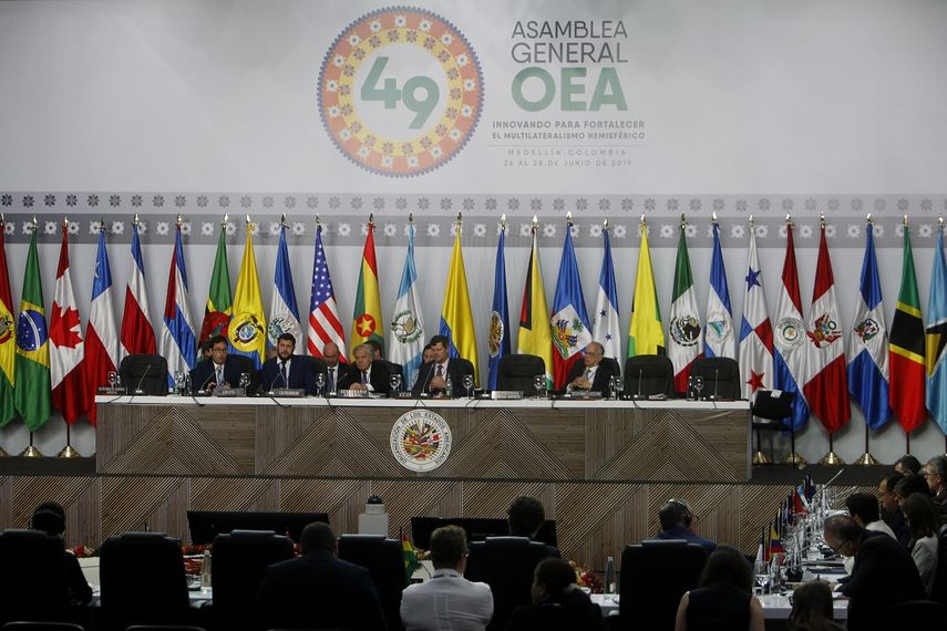 Vista general de la 49 Asamblea General de la OEA, en Medellín, Colombia.