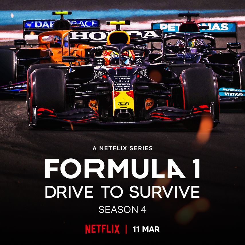 Poster oficial de la nueva temporada de Drive to Survive en Netflix con el último campeonato disputado en la Fórmula 1