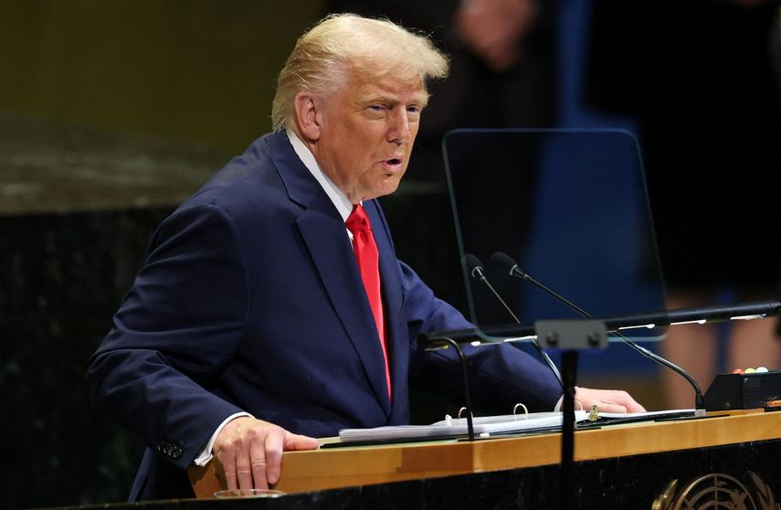 El presidente Donald J. Trump habla en el hemiciclo de las Naciones Unidas.