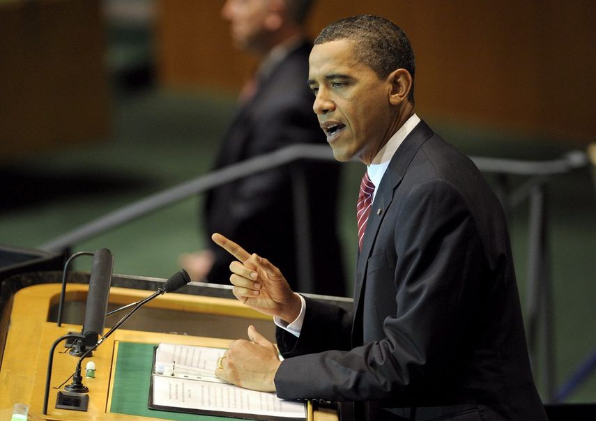 El presidente estadounidense pronunció su primer discurso ante la Asamblea General de la&nbsp;ONU, el 23 de septiembre de 2009