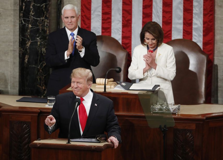 Donald Trump, presidente de los EEUU, durante su discurso sobre el Estado de la Nación. 