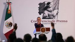 La presidente de México, Claudia Sheinbaum, durante una conferencia de prensa en el Palacio Nacional.&nbsp;