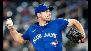 Max Scherzer durante su debut con los Azulejos de Toronto&nbsp;
