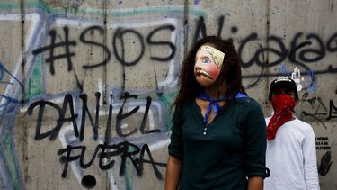 Manifestantes participan en un plantón por los 100 días desde el inicio de la crisis sociopolítica que atraviesa Nicaragua.&nbsp;