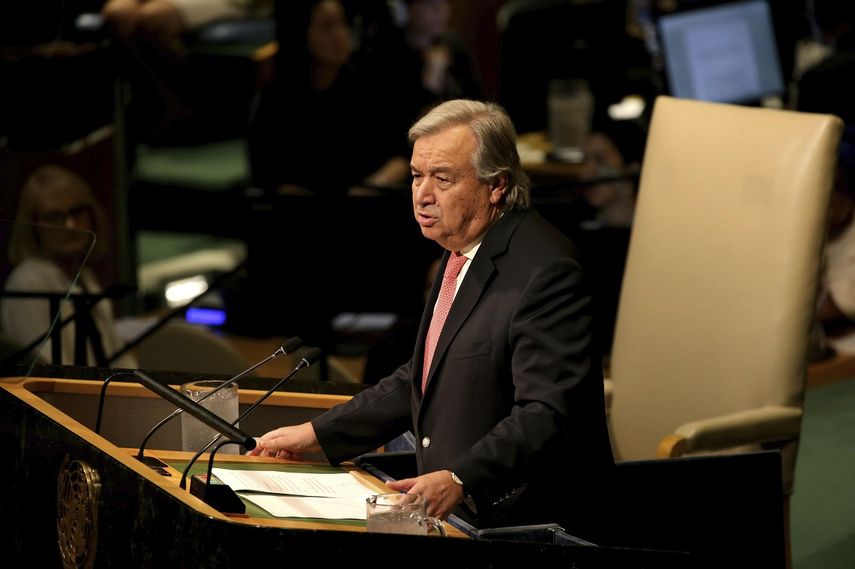 El secretario general de la&nbsp;ONU, Antonio Guterres, ofrece un discurso de apertura del debate de alto nivel de la Asamblea General de la&nbsp;ONU, en su sede en Nueva York.&nbsp;