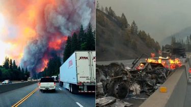 Imagenes tomadas de Twitter sobre las afectaciones del incendio Delta en California.