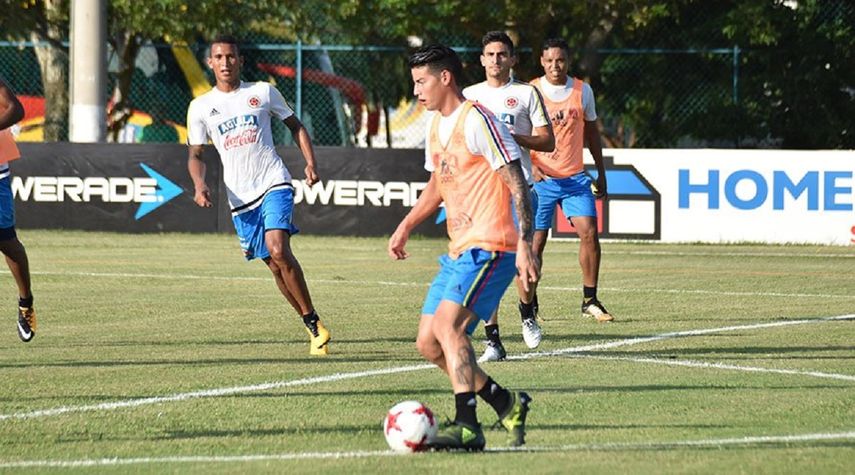 James se pudo entrenar con sus compañeros en Barranquilla.&nbsp;