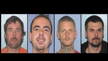 La serie de fotos no fechadas proporcionada por el departamento de polic&iacute;a del condado Gallia muestra de izquierda a derecha a los reos Brynn Martin, Christopher Clemente, Troy McDaniel Jr. y Lawrence Lee III.&nbsp;
