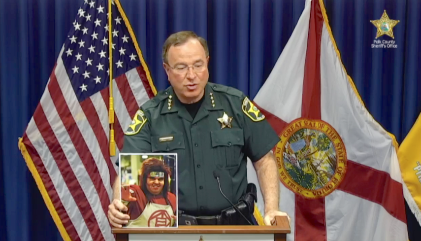 El alguacil del Condado de Polk, Grady Judd, durante la conferencia de prensa sobre el arresto de 16 depredadores sexuales.&nbsp;