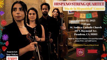 Cuarteto de Cuerdas No. 4 “Noches de España”, concierto del Hispano String Quartet en Los Ángeles.&nbsp;