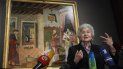 En esta fotografía de archivo del viernes 27 de abril de 2012, Irina Antonova, directora del Museo de Bellas Artes Pushkin, habla frente a una obra maestra de Vittore Carpaccio en una conferencia de prensa sobre las celebraciones del centenario del museo en Moscú, Rusia. En esta fotografía de archivo del viernes 27 de abril de 2012, Irina Antonova, directora del Museo de Bellas Artes Pushkin, habla frente a una obra maestra de Vittore Carpaccio en una conferencia de prensa sobre las celebraciones del centenario del museo en Moscú, Rusia.