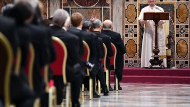 El&nbsp;papa&nbsp;Francisco preside una audiencia con miembros del cuerpo diplomático acreditado ante la Santa Sede este 7 de enero de 2019 en el Vaticano.&nbsp;