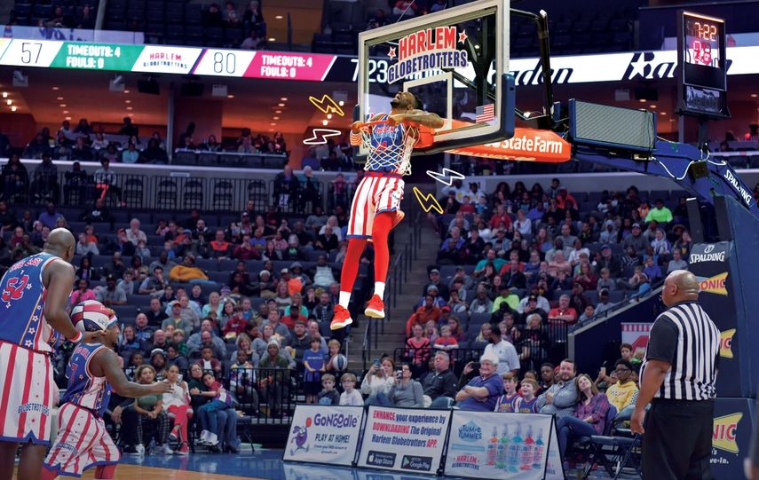 Harlem Globetrotters en un aexhibición durante 2018