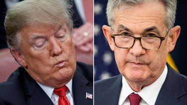 Donald Trump (izq.), presidente de los EEUU, y Jerome Powell, el jefe de la Reserva Federal, Fed.