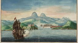 Óleo del puerto de La Habana (1665). Gezicht op de baai en stad Havanna van de zeezijde. De Johannes Vingboons.&nbsp;